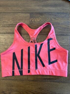 Nike Dri-FIT Sports Bra XL Coral Pink Logo Racerback Athleisure